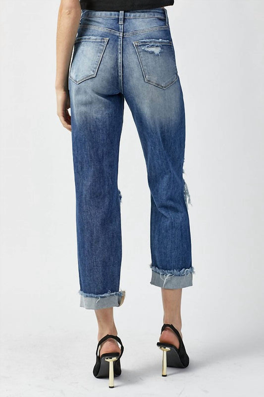 Risen - High Rise Boyfriend Destroyed Jeans
