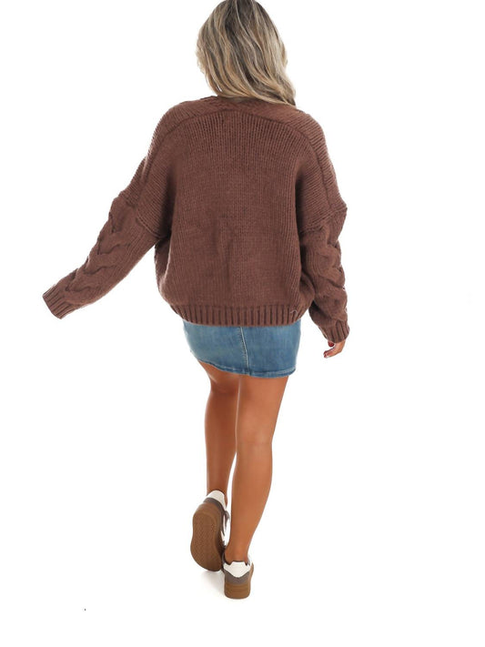 Dreamers - Chunky Cable Knit Open Cardigan