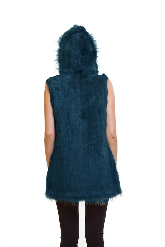Love Token - Long Fur Vest with Hood
