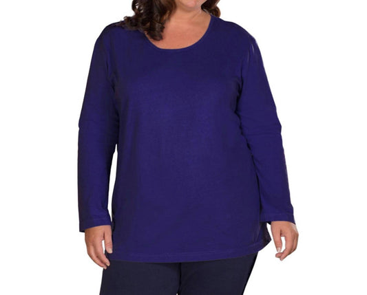 On The Plus Side - Jersey Long Sleeve U-Neck Tee - Plus