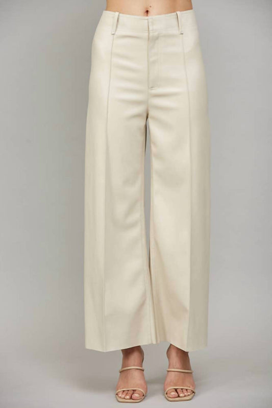 Fate - Colette Faux Leather Tuck-detail Flare Pant