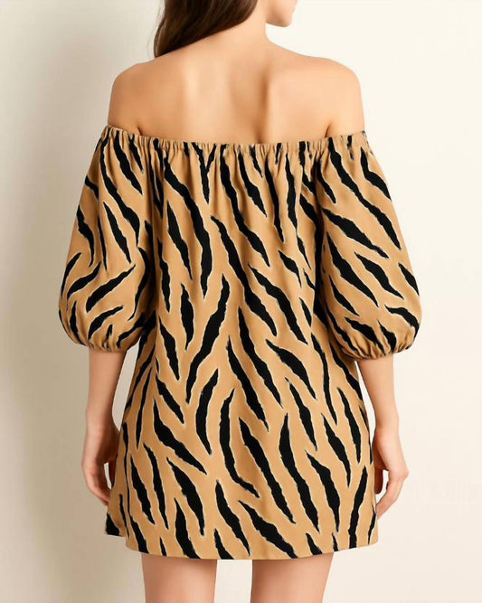 Fate - Animal Print Off The Shoulder Dress