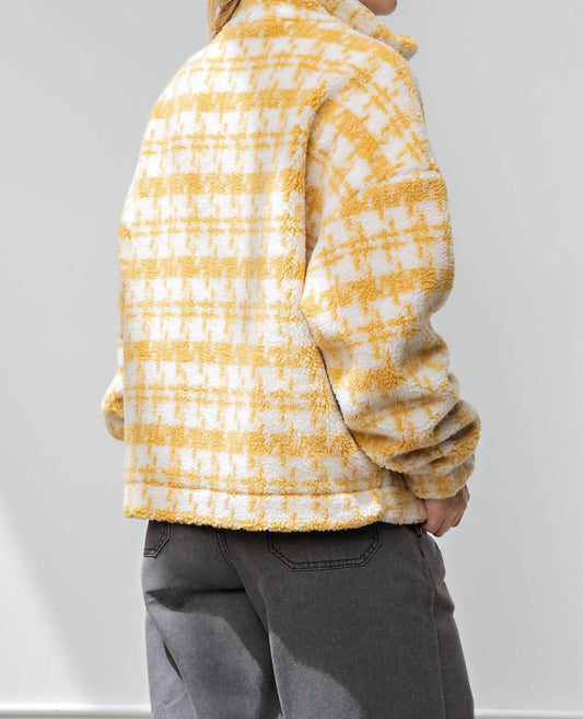 Easel - Printed Faux Fur Zip Up Jacket