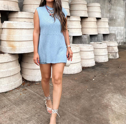 Bluivy - Sea Side Sleeveless And Short Knit Set