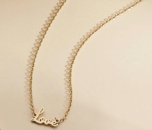 Eklexic - Dainty Script Love Necklace
