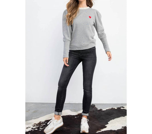 Thml - Crewneck Heart Bishop Sleeve Knit Sweater