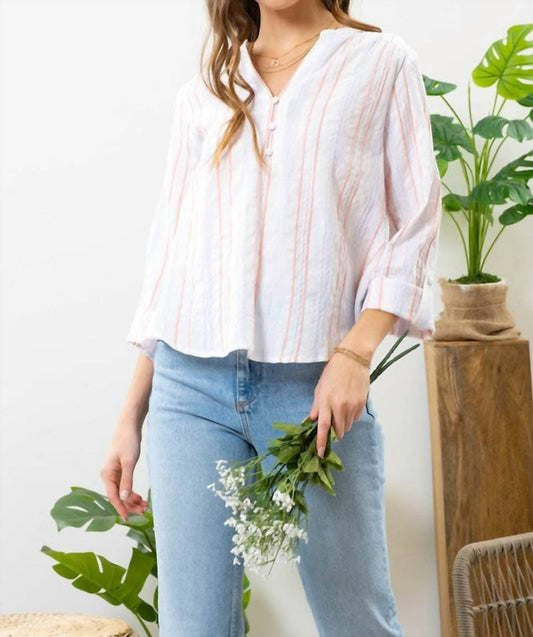 Blu Pepper - Striped V-neck Top