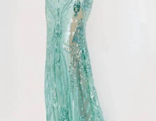 Jovani - Fitted Sequin Mesh Gown