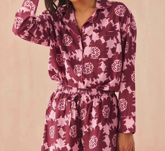 Omika - Long Sleeve Top And Shorts Pajama Set