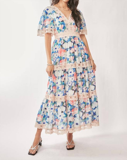Davi & Dani - Floral V-neck Maxi Dress