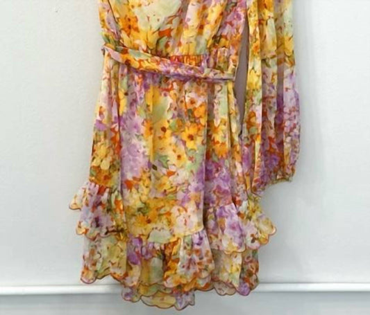 Fate - Women's Floral One Shoulder Scallop Hem Mini Dress