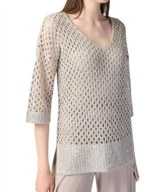 Joseph Ribkoff - Open Stitch Sweater with Sequins