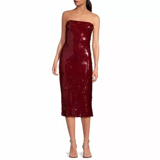 Lucy Paris - Atlanta Sequined Strapless Midi Dress