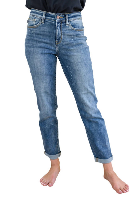 Judy Blue - Hi Rise Bleach Splash Boyfriend Jeans