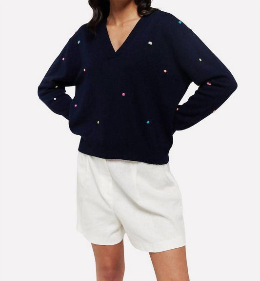 Brodie Cashmere - Little Pom Millie V-Neck Jumper