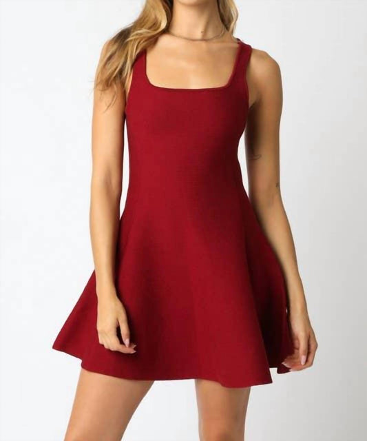 Olivaceous - Flare Knit Mini Dress