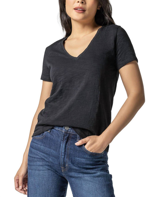 Lilla P - V-Neck Short Sleeve Back Seam Tee