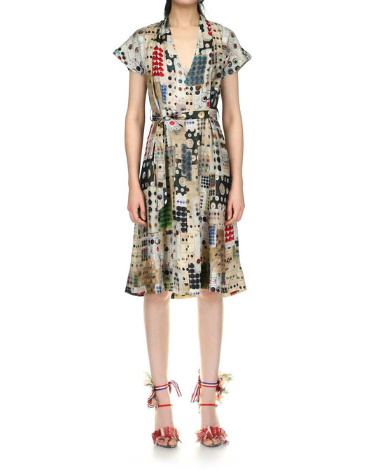 Libertine - Button Card Shoppe Tuck Pleat V Neck Dress