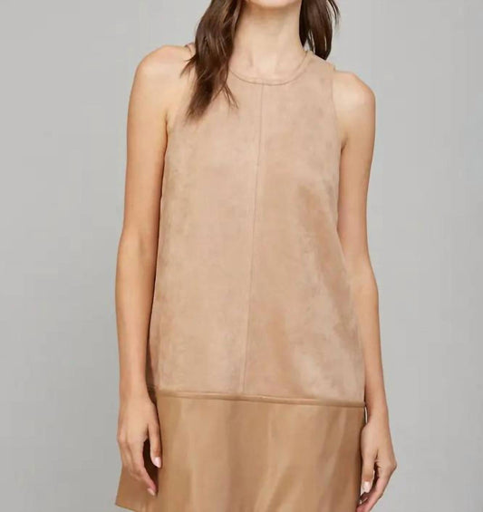 Fate - Women's Faux Leather Hem Suede Shift Dress