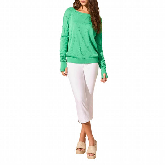 Tribal - Crewneck Sweater with Thumb Holes