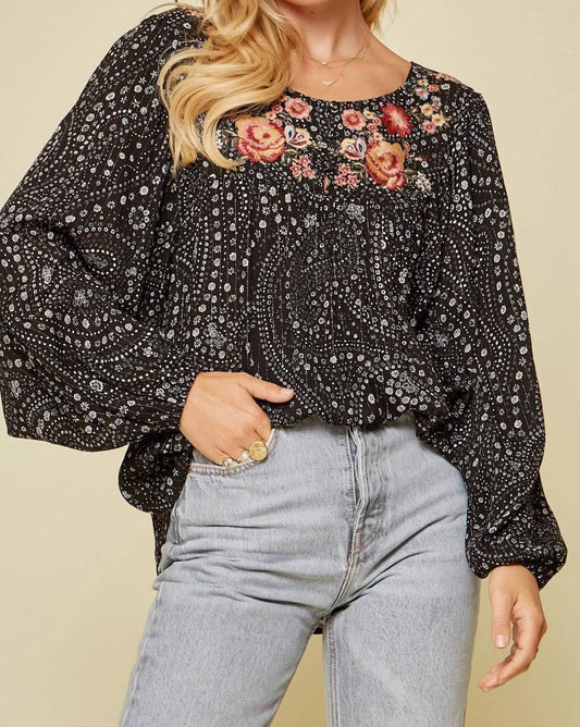 Andree By Unit - Abstract Floral Embroidered Blouse