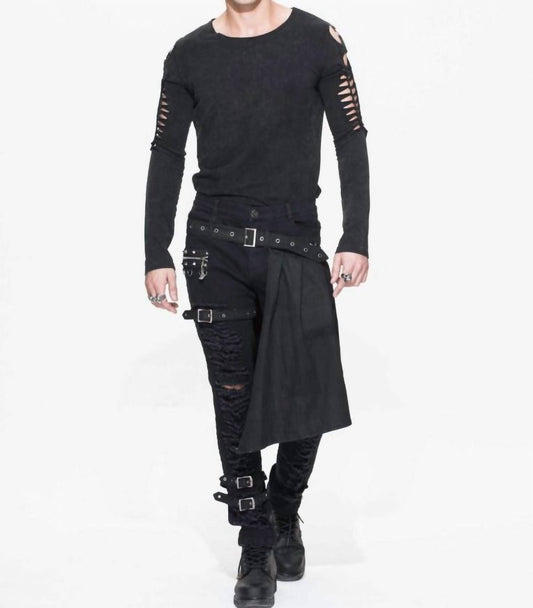 Western F.A.S.H.I.O.N - Punk Ripped Pants With Kilt