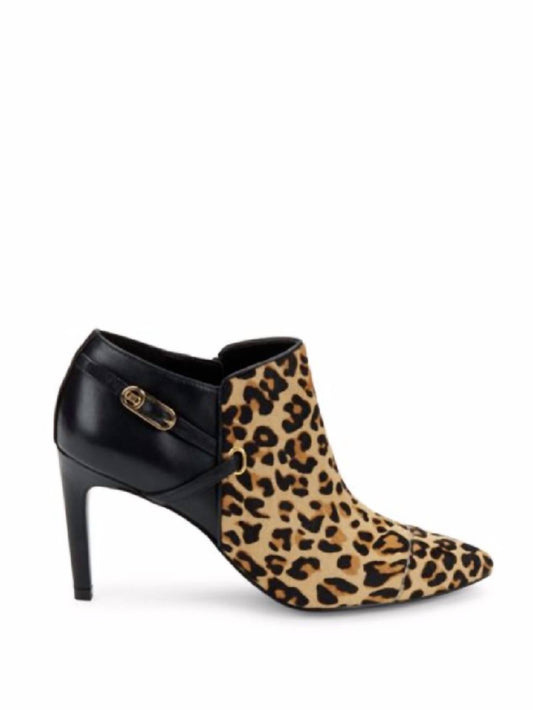Cole Haan - Leopard Print Black Leather Calfhair Ankle Boots