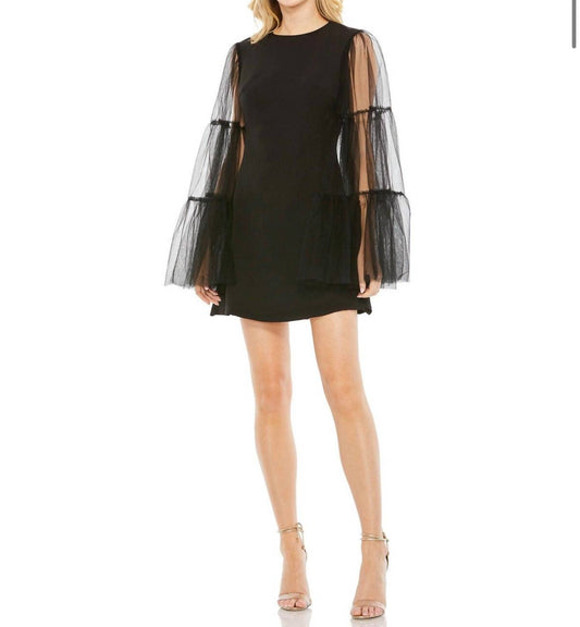 Mac Duggal - High Neck Flared Sleeve Mini Dress