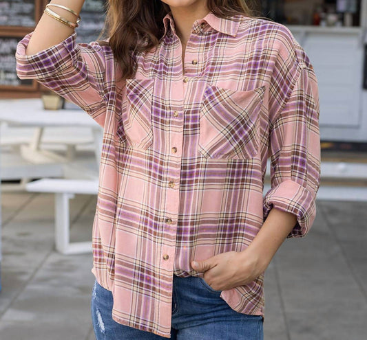 Grace And Lace - Spring Dune Plaid Button Up