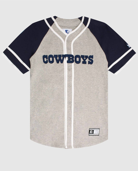 Starter - Men's Dallas Cowboys Button-front Cotton Starter Baseball Jersey