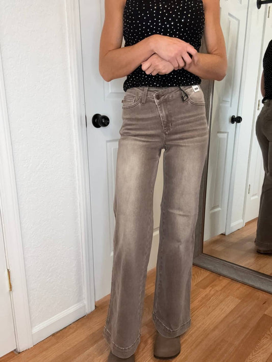 Judy Blue - Beth Wide Leg Cross Waist Denim Jeans