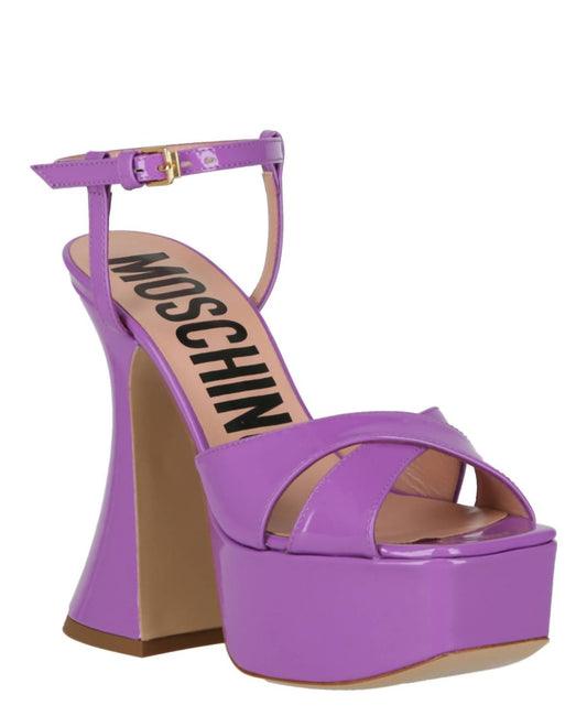 Moschino - Women's Patent Leather Platform Heeled Sandal
