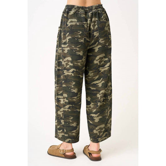 Mittoshop - Randi Camo Elastic Waist Barrel Leg Pants