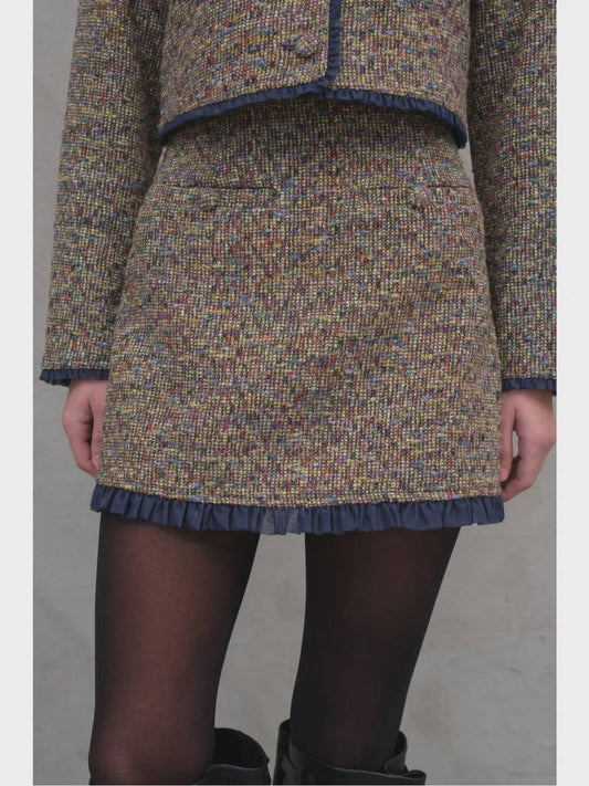 Raisonnel - Tweed Mini Skirt with Organza