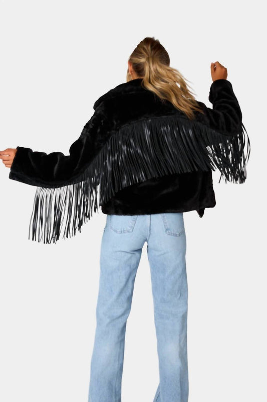 Buddylove - Skylar Fringe Faux Fur Jacket