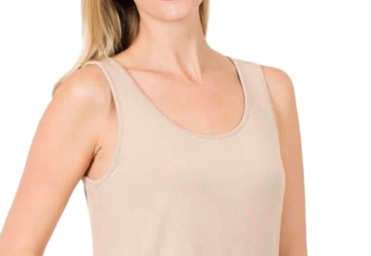Zenana - Modal Round Neck Hem Tank Top