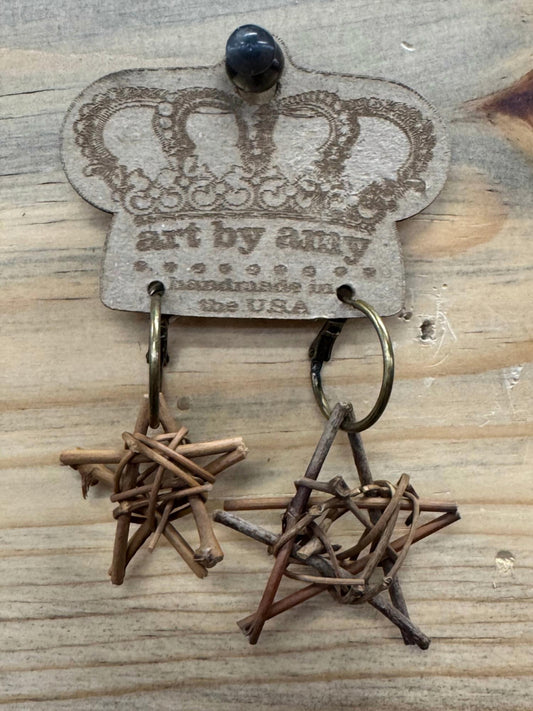 Art By Amy Labbe - Women's Wood Star Earrings