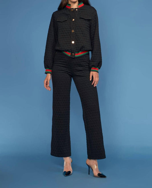 Oolala - Diamond Quilt Snap Bomber And Pant