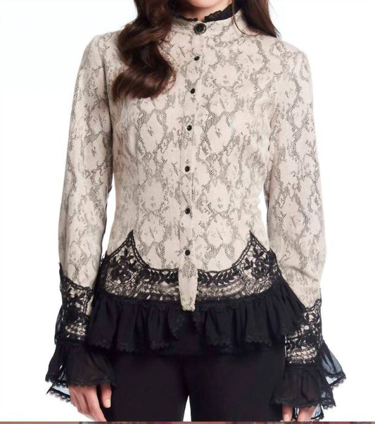 Alberto Makali - Lace Trimmed Faux Suede Python Jacket