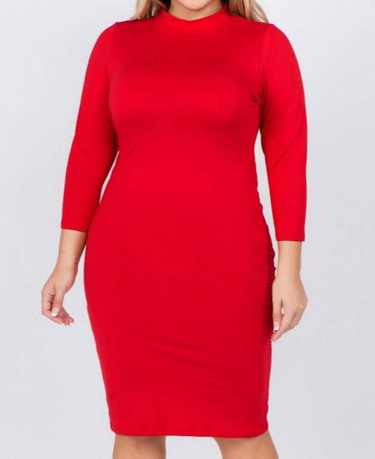 Yelete - Mock Neck Form Fitted Dress