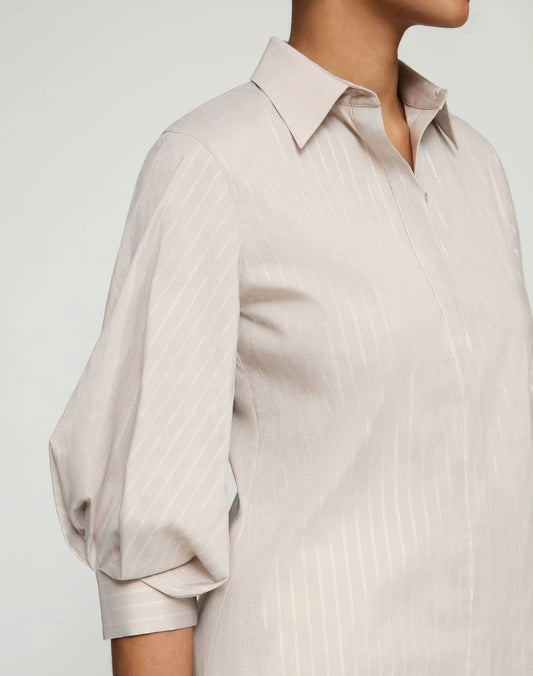 Lafayette 148 - Metallic stripe stretch cotton blouse