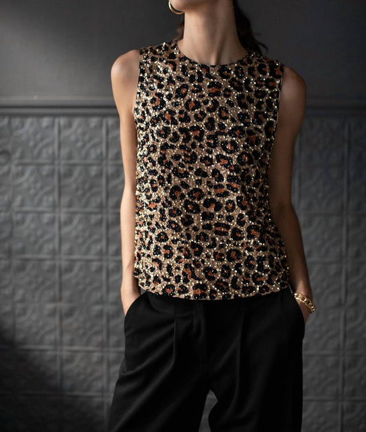 Velvet By Graham & Spencer - Yves Leopard Sequin Tank