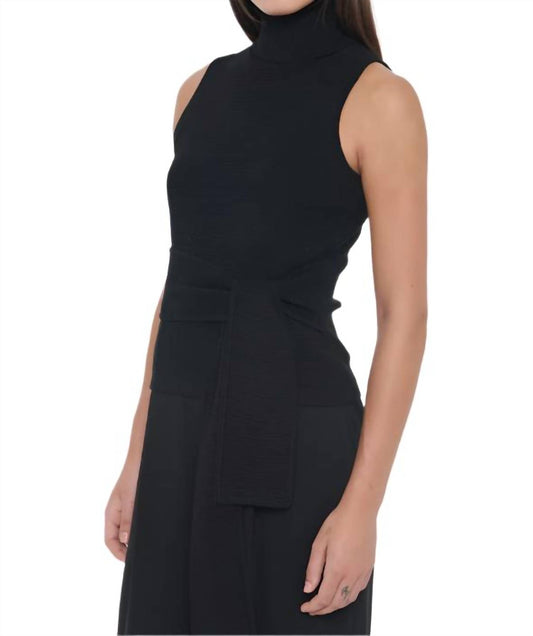 Toccin - Celeste Sleeveless Tie-front Turtleneck Top