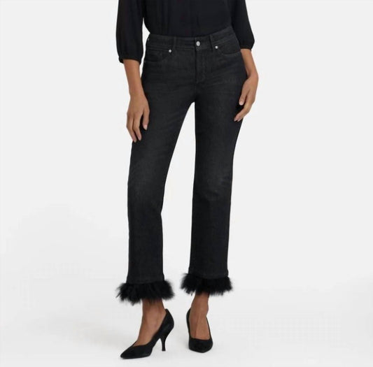Nydj - Marilyn Straight Ankle Jeans With Detachable Feather Trim