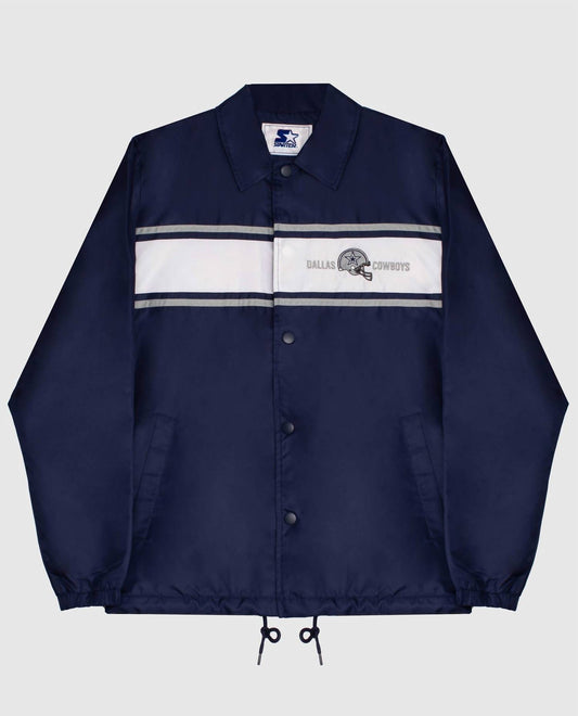 Starter - Men's Dallas Cowboys Snap-front Collared Chest Stripe Jacket