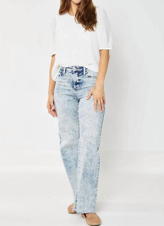 Judy Blue - High Waist Raw Hem Wide Leg Jeans