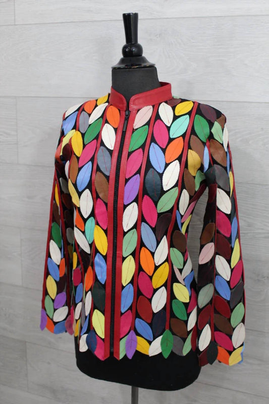 Belgin Francis - Women's Classic Leaf Design Leather Jacket