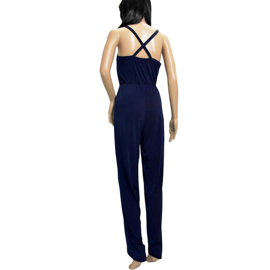 Women Ruffle Trim V-Neck Sleeveless Jumpsuit
