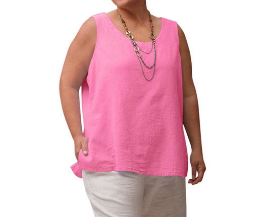 On The Plus Side - Crinkle Cotton Sleeveless Top - Plus