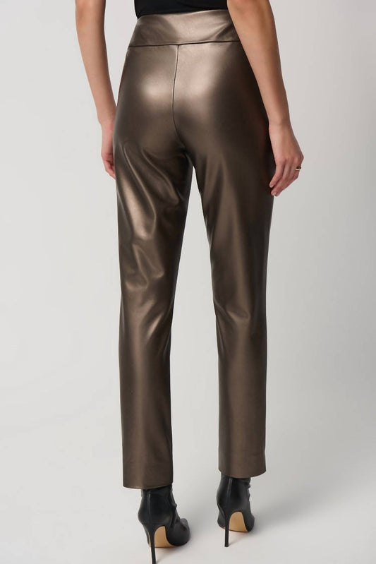 Joseph Ribkoff - Metallic Faux Leather Slim Fit Pull-On Pants
